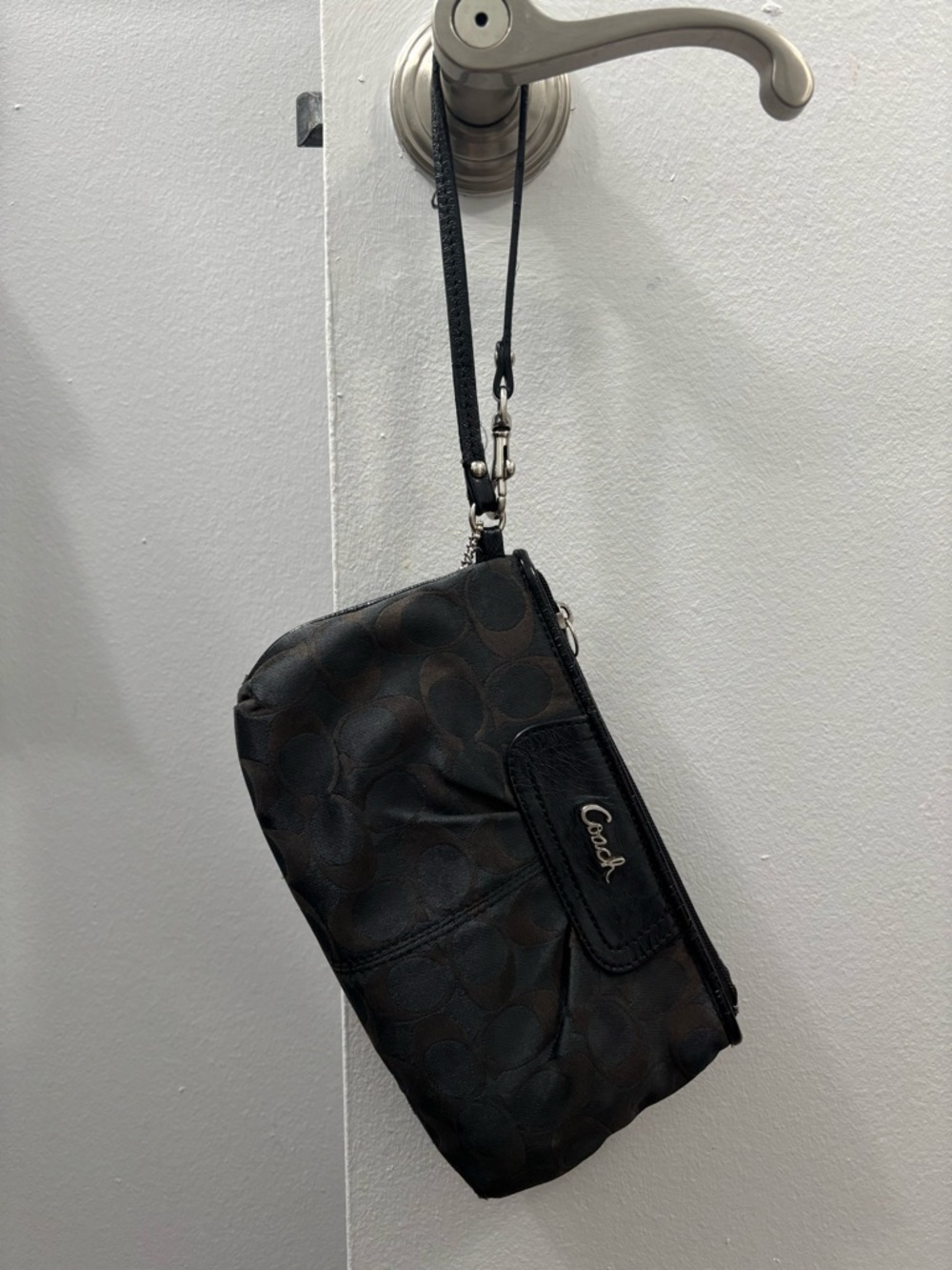 Coach Black/Brown Signature Wristlet